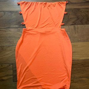 PLT Strapless Orange Mini Dress